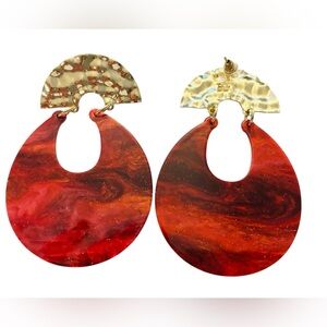 Sassy Jones Elegant Maroon/Red and Gold Dangle Earrings